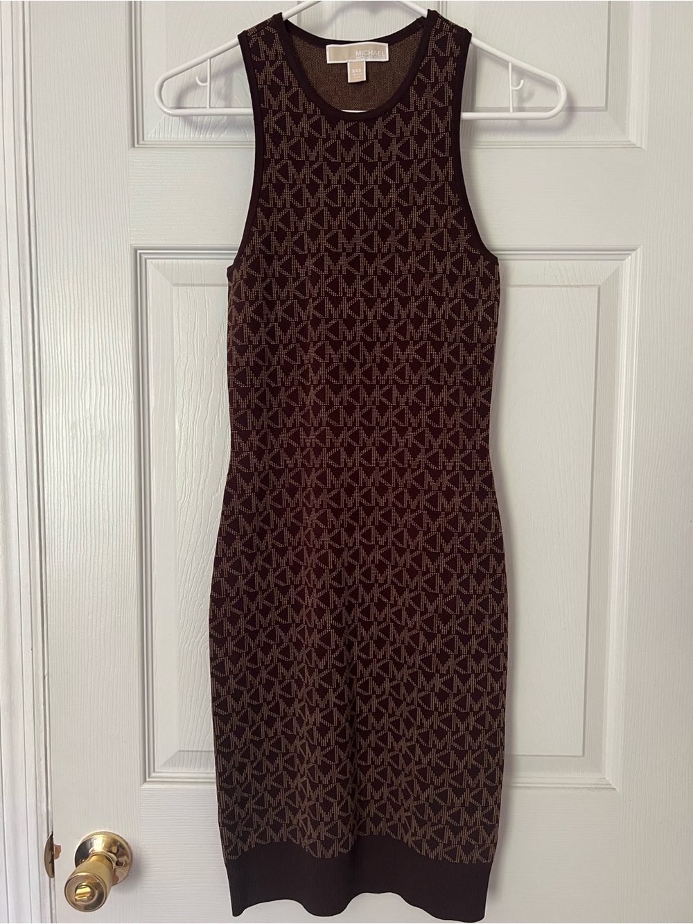 Michael Kors Brown MK Logo Knit Tank Midi Dress